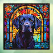 Zwart Labrador Retriever Pet Faux Glas in lood Raamsticker (Vel 3)