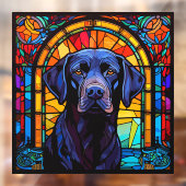 Zwart Labrador Retriever Pet Faux Glas in lood Raamsticker (Vel 2)