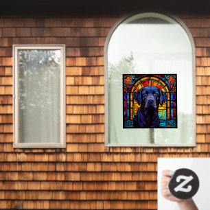 Zwart Labrador Retriever Pet Faux Glas in lood Raamsticker