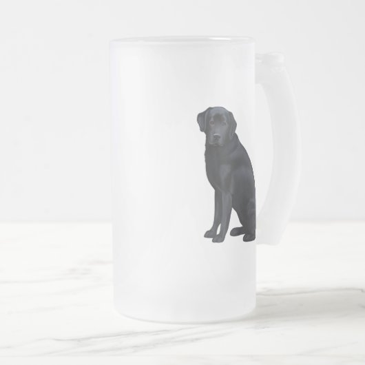 Zwart labrador Retriever Portret Matglas Bierpul (Voorkant rechts)