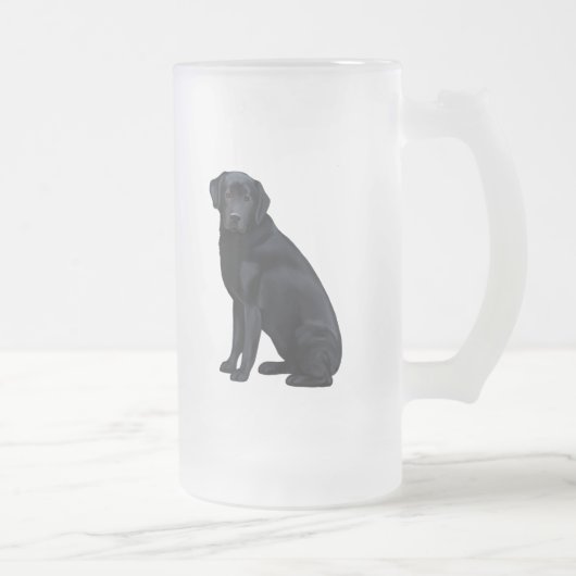 Zwart labrador Retriever Portret Matglas Bierpul (Rechts)