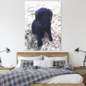 Zwart Labrador Retriever Puppy Wrapped Canvas Afdruk (Insitu (Slaapkamer))