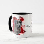 Zwart Labrador Retriever Rode Abstracte achtergron Mok (Voorkant links)