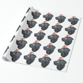Zwart labrador Retriever Santa Hat Wrapping Paper Cadeaupapier (Uitgerold)
