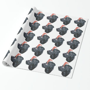 Zwart labrador Retriever Santa Hat Wrapping Paper Cadeaupapier
