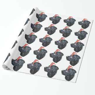 Zwart labrador Retriever Santa Hat Wrapping Paper Cadeaupapier