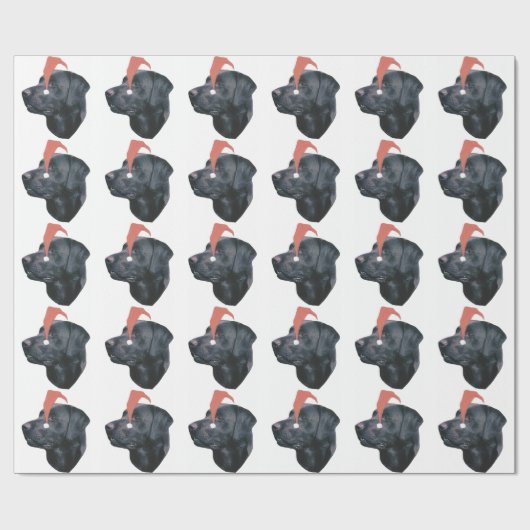 Zwart labrador Retriever Santa Hat Wrapping Paper Cadeaupapier (Vlak)