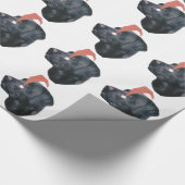 Zwart labrador Retriever Santa Hat Wrapping Paper Cadeaupapier (Hoek)