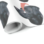 Zwart labrador Retriever Santa Hat Wrapping Paper Cadeaupapier (Rol Hoek)