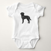 Zwart Labrador Retriever Schattig Cartoon Dog Art Romper (Voorkant)
