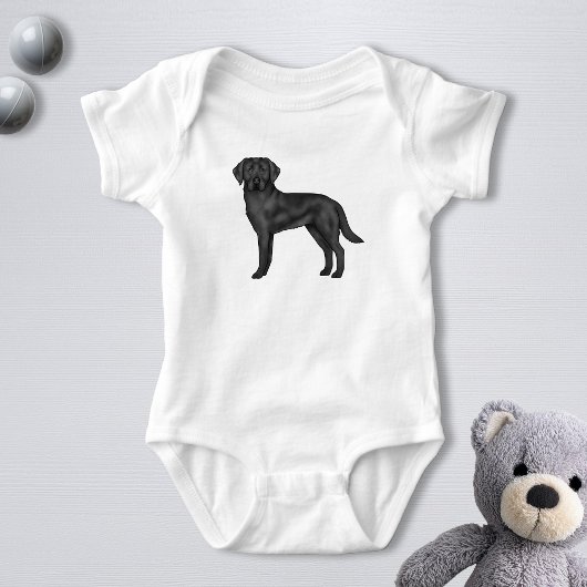 Zwart Labrador Retriever Schattig Cartoon Dog Art Romper