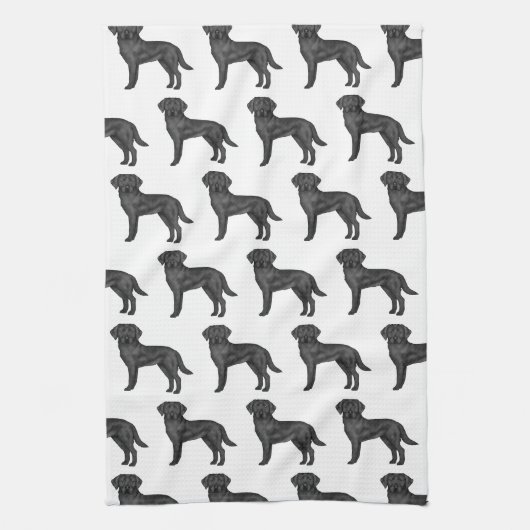 Zwart Labrador Retriever Schattige Cartoon Dog Pat Theedoek (Verticaal)