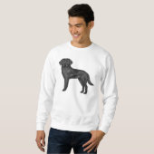 Zwart Labrador Retriever Schattige Cartoon Dog Pri Trui (Voorkant volledig)