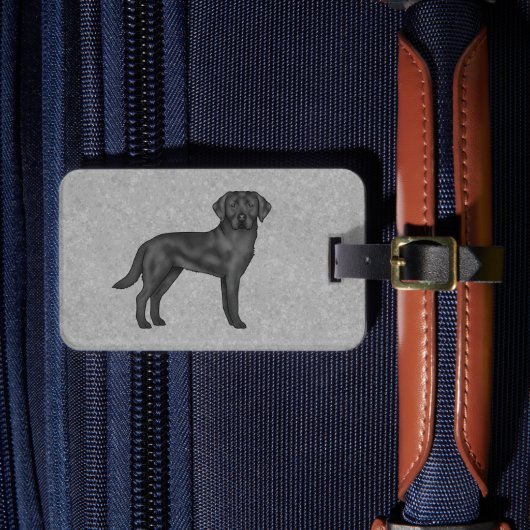 Zwart Labrador Retriever Schattige Cartoon Lab Dog Bagagelabel (Voorkant Insitu 4)