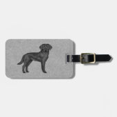 Zwart Labrador Retriever Schattige Cartoon Lab Dog Bagagelabel (Voorkant horizontaal)