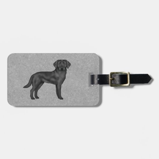 Zwart Labrador Retriever Schattige Cartoon Lab Dog Bagagelabel (Voorkant horizontaal)