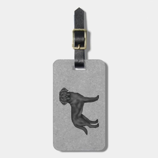 Zwart Labrador Retriever Schattige Cartoon Lab Dog Bagagelabel (Voorkant verticaal)