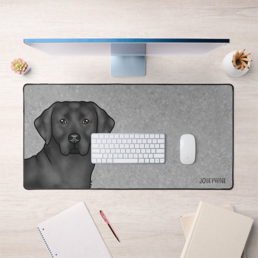 Zwart Labrador Retriever Schattige Cartoon Lab Dog Bureaumat (Kantoor 1)