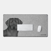 Zwart Labrador Retriever Schattige Cartoon Lab Dog Bureaumat (Keyboard & Muis)