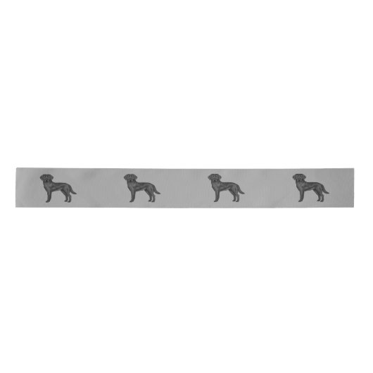 Zwart Labrador Retriever Schattige Cartoon Lab Dog Satijnen Lint (Voorkant)