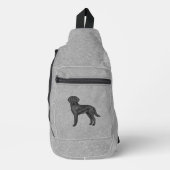 Zwart Labrador Retriever Schattige Cartoon Lab Dog Sling Bag (Voorkant)