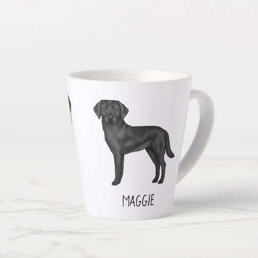 Zwart Labrador Retriever Schattige Hondenontwerp J Latte Mok (Rechterhoek)