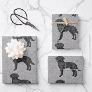 Zwart Labrador Retriever Schattige Hondenpatroon G Inpakpapier Vel