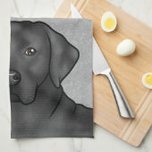 Zwart Labrador Retriever Schattige Lab Hondenkop G Theedoek (Quarter Fold)