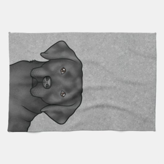 Zwart Labrador Retriever Schattige Lab Hondenkop G Theedoek (Horizontaal)