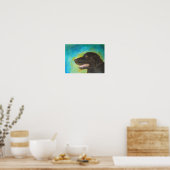 Zwart labrador Retriever schilderend Poster Art Af (Keuken)