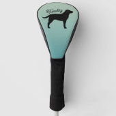 Zwart Labrador Retriever Silhouet Aangepaste naam Golfheadcover (Voorkant)