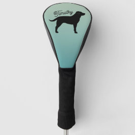 Zwart Labrador Retriever Silhouet Aangepaste naam Golfheadcover