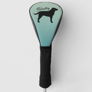 Zwart Labrador Retriever Silhouet Aangepaste naam Golfheadcover