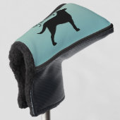 Zwart Labrador Retriever Silhouet Aangepaste naam Golfheadcover (3/4 voorkant)