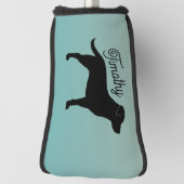 Zwart Labrador Retriever Silhouet Aangepaste naam Golfheadcover (Draai 90)