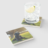 Zwart Labrador Retriever Stone Onderzetter (Zijkant)