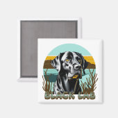 Zwart Labrador Retriever  Tekst Magneet (Voorkant / Achterkant)