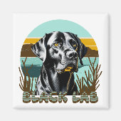 Zwart Labrador Retriever  Tekst Magneet (Voorkant)