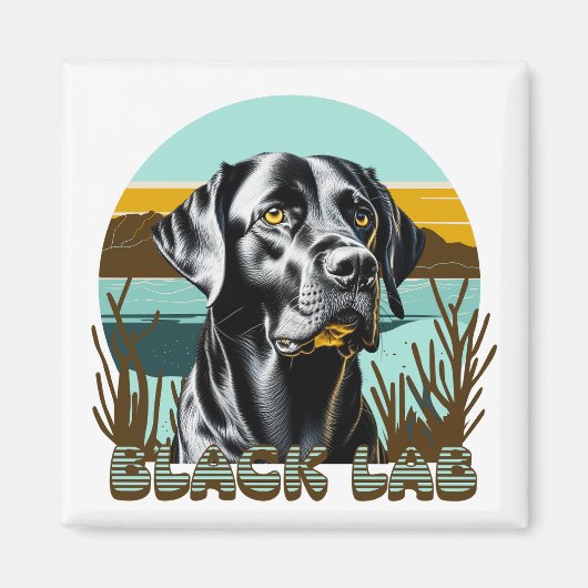 Zwart Labrador Retriever  Tekst Magneet (Voorkant)