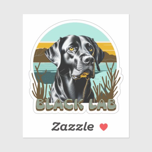 Zwart Labrador Retriever Tekst Sticker (Vel)