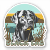 Zwart Labrador Retriever  Tekst Sticker (Voorkant)