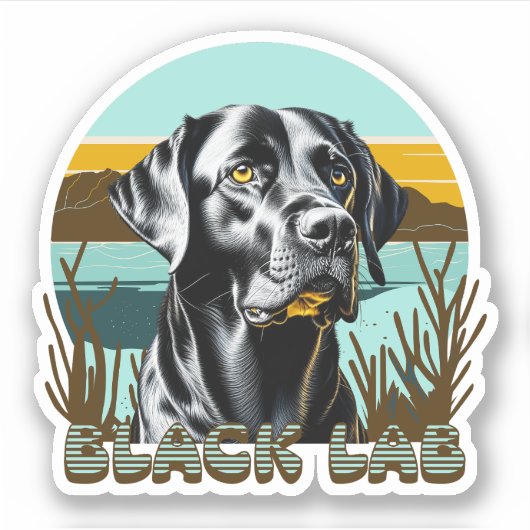 Zwart Labrador Retriever Tekst Sticker (Voorkant)