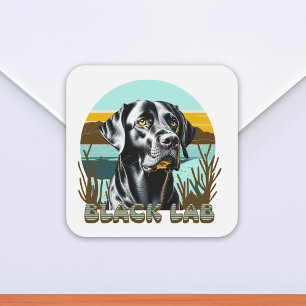 Zwart Labrador Retriever  Tekst Vierkante Sticker
