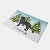 Zwart Labrador Retriever Winter Forest Aangepaste  Deurmat (Schuin)