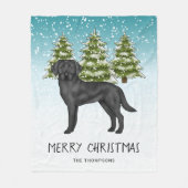 Zwart Labrador Retriever Winter Forest aangepaste Fleece Deken (Voorkant)
