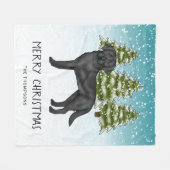 Zwart Labrador Retriever Winter Forest aangepaste Fleece Deken (Voorkant (Horizontaal))