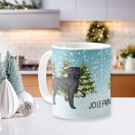 Zwart Labrador Retriever Winter Forest Aangepaste  Koffiemok