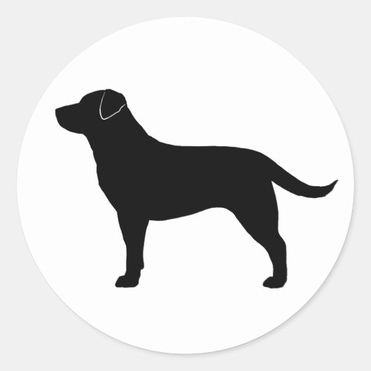 Zwart Labrador Retriever Zwart Lab Hond Silhouet Ronde Sticker (Voorkant)