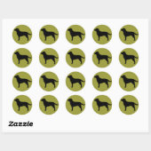 Zwart Labrador Retriever Zwart Lab Hond Silhouet Ronde Sticker (Vel)