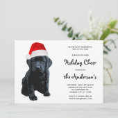 Zwart Labrador Santa Hond Vrolijk Kerstfeest Kaart (Staand voorkant)